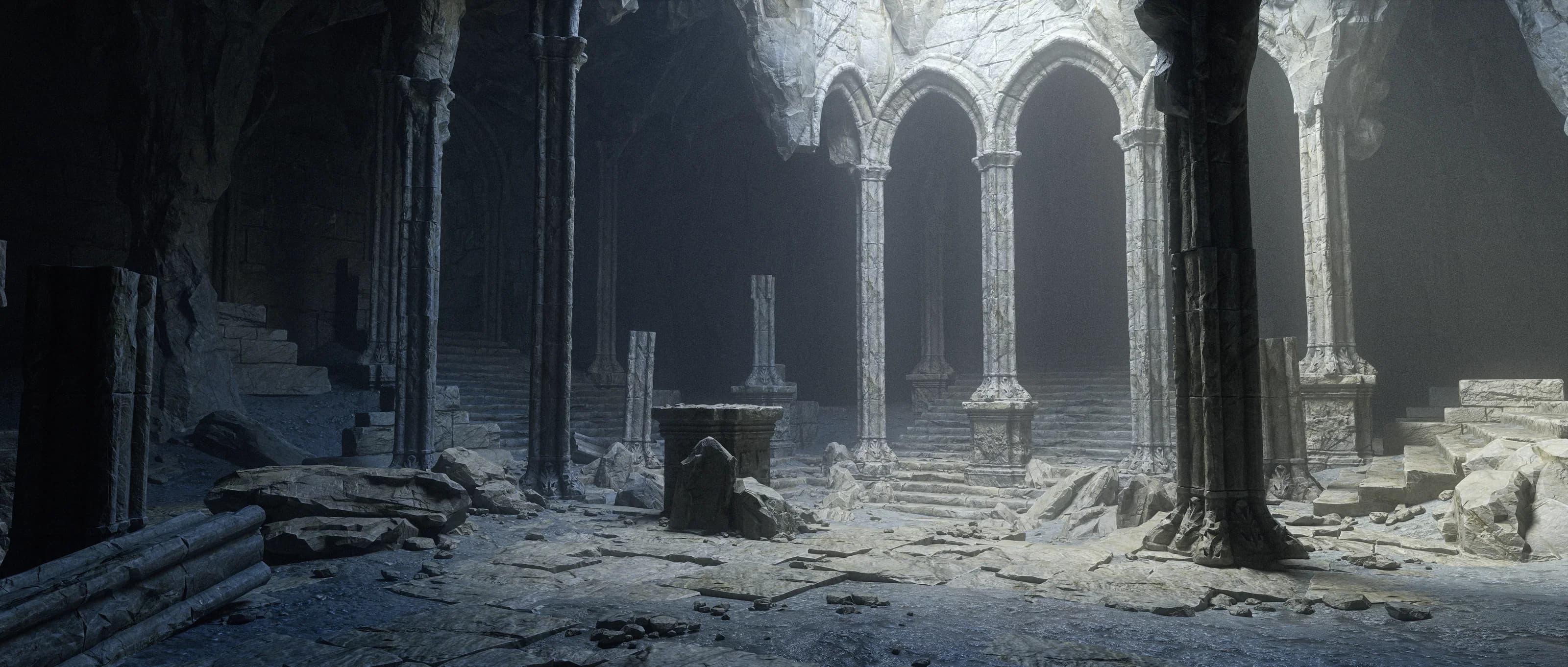 Light entering the ruined halls of Ashkeep